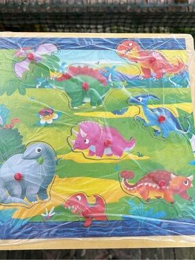 Vintage Wooden Dinosaur Shaped Puzzle